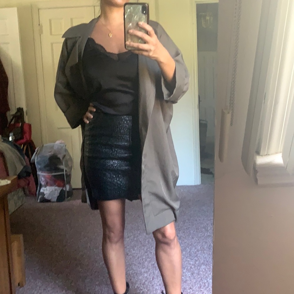 Olive green utilitarian trench comfy long